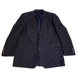 Vtg Hart Schaffner Marx Suit Jacket Mens Sz 46L Wool Navy Pinstripes Sport Coat